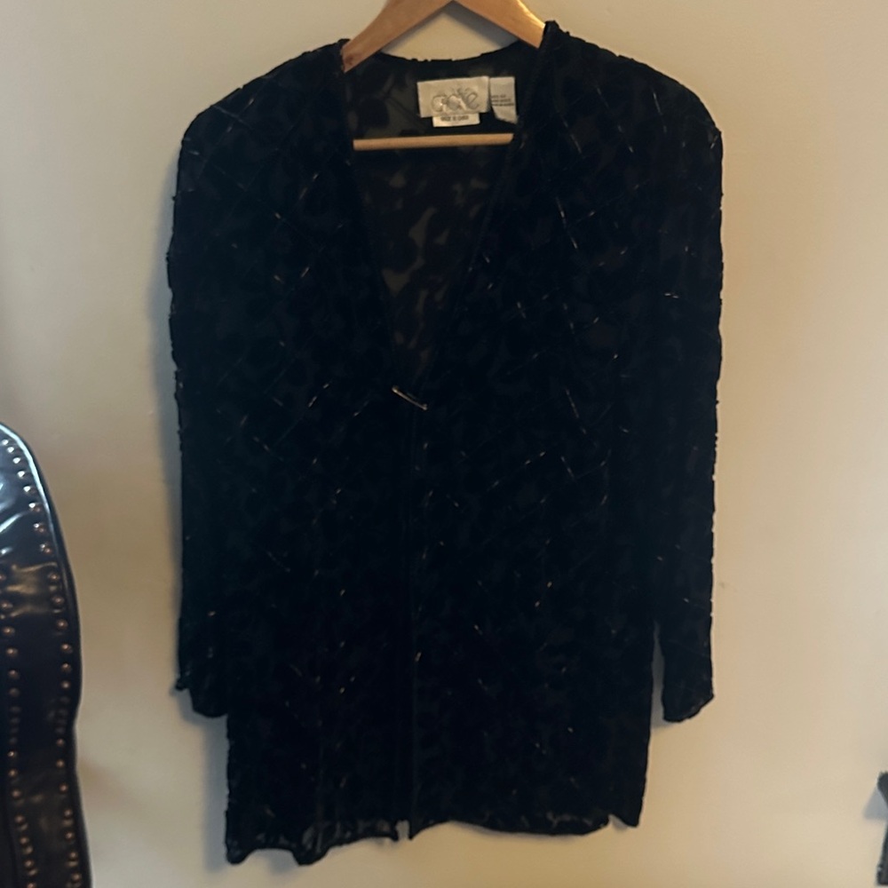 Cache 100% silk Elegant Black beaded Velvet Jacket/tunic - Picture 4 of 10